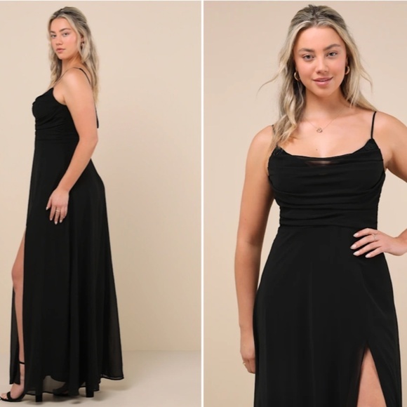 LULU's Sexy Formal Chic Elegant Wedding Flowy Sophisticated Chiffon Maxi Dress - Picture 4 of 6